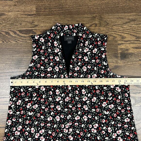 J Jill Wearever Collection Dress Womens Medium Black Floral Sleeveless Midi - Picture 5 of 12